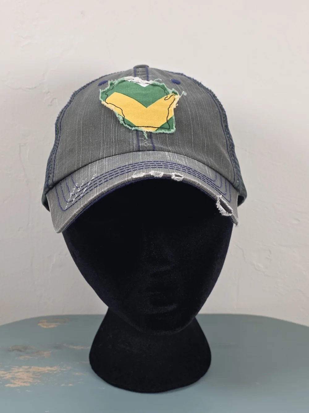 Distressed Wisconsin Hat Green Mesh Snapback Rustic Midwest Boutique Cap